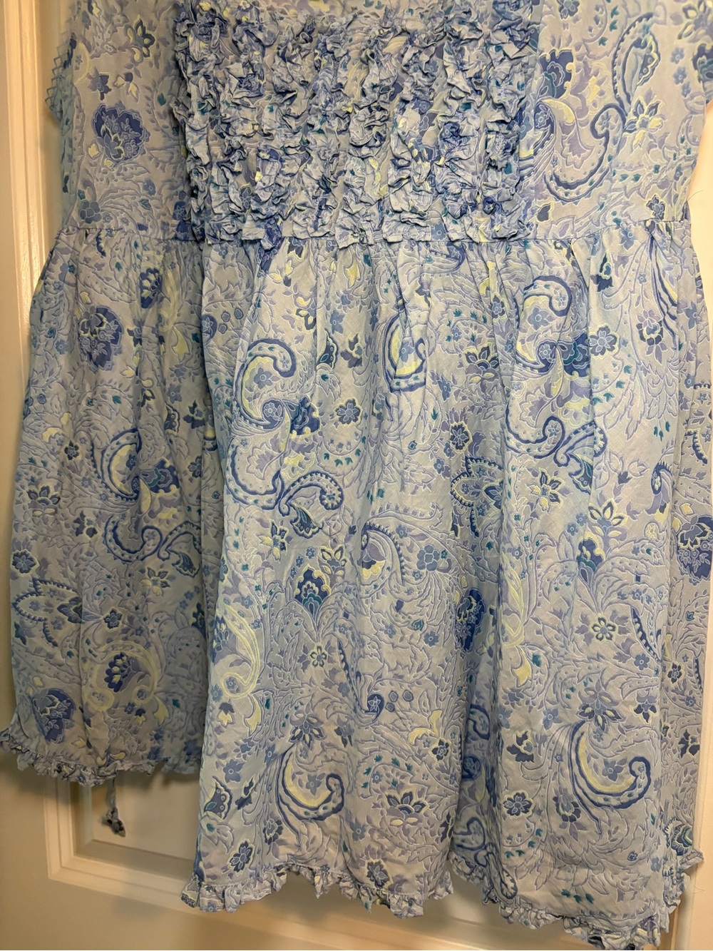 Vintage Victoria's Secret | Light Blue Paisley Babydoll Ruffle-Front Chemise - Picture 3 of 8